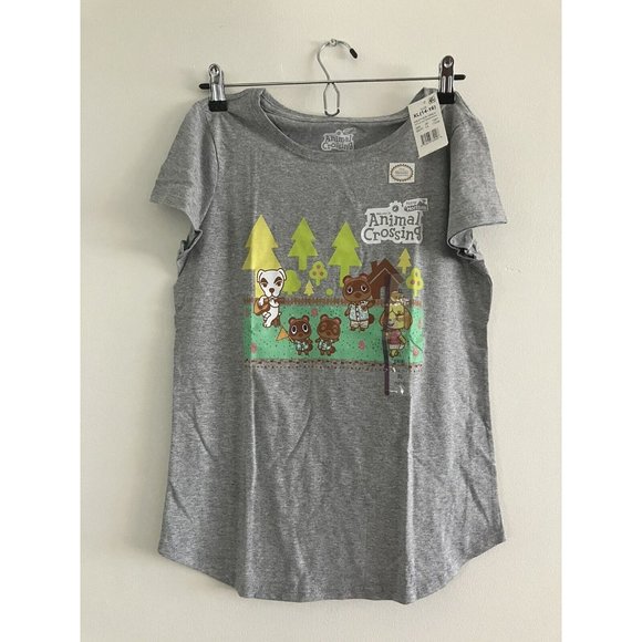 Animal Crossing Nintendo Girls T Shirt Gray Graphic Short Sleeve XL 14-16 New - Picture 1 of 6